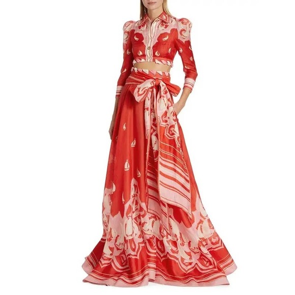 Zimmermann's High Tide tie-waist skirt is crafted of linen and silk. Size 0 - Picture 1 of 9